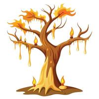 Beautiful Candle Wax Tree with Melting Wax and Green Leaves vector
