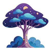 Detailed Illustration of a Celestial Tree with White Petals and Long Stems vector