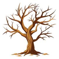 Dead Dry Tree with Modern Leaves and Trunk in a Futuristic Setting vector