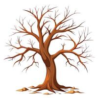Intricate Dead Dry Tree with Delicate Leaves and Trunk in a Fantasy Setting vector