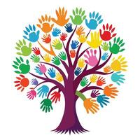 Diversity and Inclusion Tree with Modern Leaves and Trunk in a Futuristic Setting vector