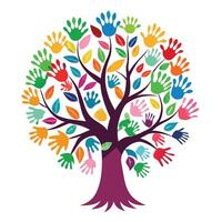 Intricate Diversity and Inclusion Tree with Delicate Leaves and Trunk in a Fantasy Setting vector