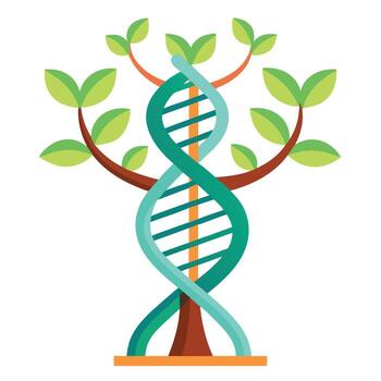 Intricate DNA Helix Tree with Delicate Leaves and Trunk in a Fantasy Setting vector