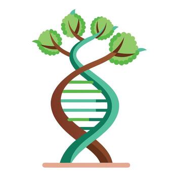 DNA Helix Tree with Modern Leaves and Trunk in a Futuristic Setting vector
