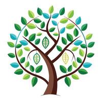 Vibrant DNA Leaf Tree with Brightly Colored Leaves and Trunk in a High-Tech Setting vector