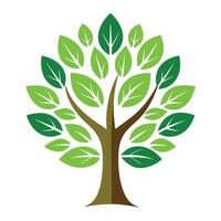Eco-Friendly Symbol Tree with Modern Leaves and Trunk in a Futuristic Setting vector