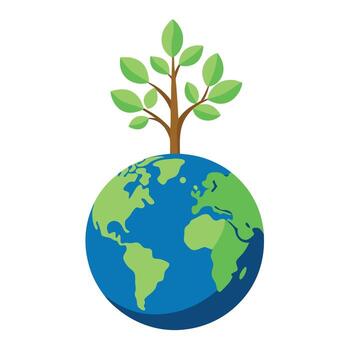 Vibrant Eco Globe Tree with Brightly Colored Leaves and Trunk in a High-Tech Setting vector