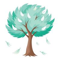 Detailed Illustration of a Feather Tree with White Petals and Long Stems vector