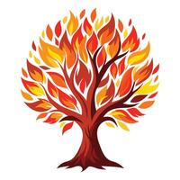 Fire Tree with Purple Flowers and Green Leaves in a Garden Setting vector