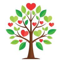 Flat Charity Tree Generate a Flat Style Tree with Pink Flowers and Green Leaves in a Garden Setting vector