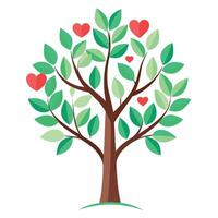 Detailed Illustration of a Flat Charity Tree Generate a Flat Style Tree with White Petals and Long Stems vector