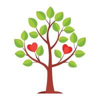 Flat Charity Tree Generate a Flat Style Tree with Purple Flowers and Green Leaves in a Garden Setting vector