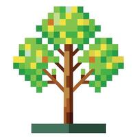 Beautiful Flat Digital Tree with Pixels Design a Flat Style and Green Leaves vector