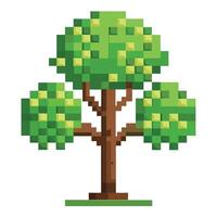 Detailed Illustration of a Flat Digital Tree with Pixels Design a Flat Style with White Petals and Long Stems vector