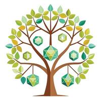Beautiful Flat Family Tree Create a Flat Style of a Family and Green Leaves vector
