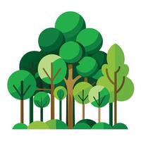 Flat Forest Tree Cluster Create a Flat Style with Pink Flowers and Green Leaves in a Garden Setting vector