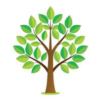 Flat Green Growth Tree Generate a Flat Style with Pink Flowers and Green Leaves in a Garden Setting vector