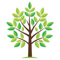 Beautiful Flat Green Growth Tree Generate a Flat Style of a Tree and Green Leaves vector
