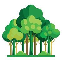 Flat Forest Tree Cluster Create a Flat Style with Purple Flowers and Green Leaves in a Garden Setting vector