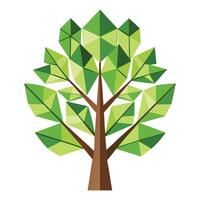 Flat Growth Tree with Geometric Leaves Create a Flat Style with Pink Flowers and Green Leaves in a Garden Setting vector