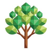 Flat Growth Tree with Geometric Leaves Create a Flat Style with Purple Flowers and Green Leaves in a Garden Setting vector