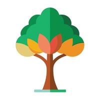 Vibrant Flat Stylized Tree with Brightly Colored Leaves and Trunk in a High-Tech Setting vector