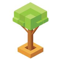 Vibrant Flat Tree with Brightly Colored Leaves and Trunk in a High-Tech Setting Isolated on a white Background vector