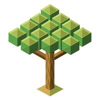 Intricate Flat Tree with Delicate Leaves and Trunk in a Fantasy Setting Isolated on white Background vector