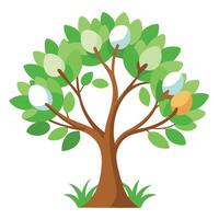 Flat Tree with Modern Leaves and Trunk in a Futuristic Setting Isolated on a Background vector