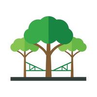 Vibrant Flat Tree with Brightly Colored Leaves and Trunk in a High-Tech Setting Isolated with white Background vector