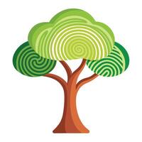 Botanical Flat Tree with a Green Fingerprint Canopy in a Natural Setting vector