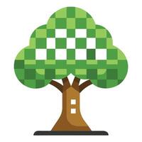 Vibrant Flat Tree with a Brightly Colored Chessboard Trunk in a High-Tech Setting vector