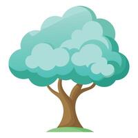 Vibrant Flat Tree with a Brightly Colored Cloud Canopy in a High-Tech Setting and Isolated on a white Background vector