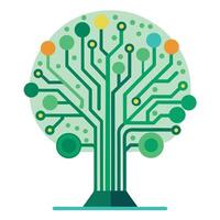 Intricate Flat Tree with a Delicate Circuit Board Canopy in a Fantasy Setting vector