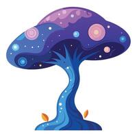 Intricate Flat Tree with a Delicate Cosmic Galaxy Canopy in a Fantasy Setting vector