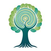 Intricate Flat Tree with a Delicate Digital Fingerprint Trunk in a Fantasy Setting vector