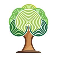 Vibrant Flat Tree with a Brightly Colored Digital Fingerprint Trunk in a High-Tech Setting vector