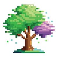 Botanical Flat Tree with a Green Digital Glitch Effect in a Natural Setting vector