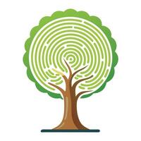 Flat Tree with a Digital Fingerprint Trunk in a Whimsical Setting vector