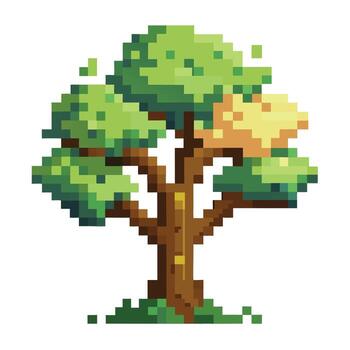 intrincado plano árbol con un delicado digital falla efecto en un fantasía ajuste vector