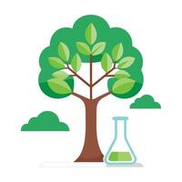 Beautiful Flat Tree with a Lab Flask as the Trunk Generate a Flat Style and Green Leaves vector