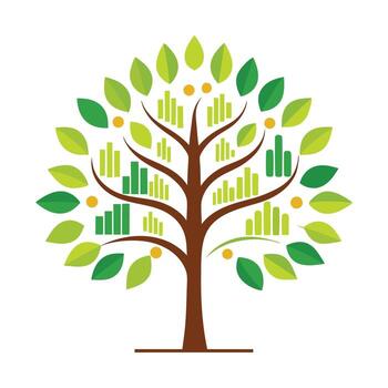 Flat Tree with a Music Equalizer Pattern as Canopy for a Musical and Harmonious Design in a Garden Setting vector