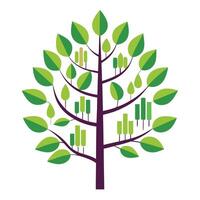 Beautiful Flat Tree with a Music Equalizer Pattern as Canopy for a Musical and Harmonious Design vector