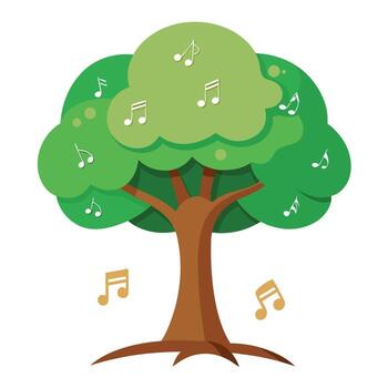 Flat Tree with a Music Note Canopy for a Musical and Melodious Design in a Garden Setting vector