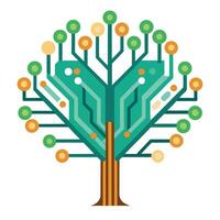 Flat Tree with a Network of Circuit Board Lines for a Technological and Innovative Design in a Garden Setting vector