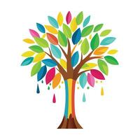 Beautiful Flat Tree with a Paintbrush as the Trunk Representing Art and Creativity vector