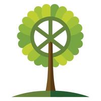Intricate Flat Tree with a Delicate Peace Sign Canopy in a Fantasy Setting vector