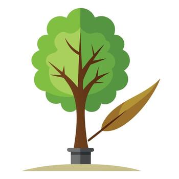 vibrante plano árbol con un brillantemente de colores pluma bolígrafo maletero en un alta tecnología ajuste vector