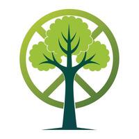 Flat Tree with a Peace Sign Canopy in a Whimsical Setting vector