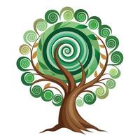 Vibrant Flat Tree with a Brightly Colored Spiral Canopy in a High-Tech Setting and Isolated on a white Background vector